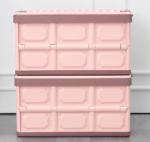 Pink Lidded Collapsible Storage Bins, Stackable Storage - Image 2