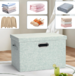 Lidded Fabric Storage Bins, Square Closet Organizers
