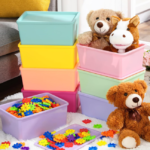 Small Lidded Plastic Storage Bins, 8-Piece Mixed-Color Set - Image 2
