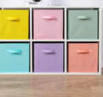 Fabric Storage Bins 6-Piece Set, Colorful Collapsible With Handles - Image 2