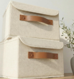 Decorative Linen Storage Boxes With Lids, Large Capacity 2-Piece Set