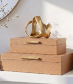 Decorative Storage Boxes With Lids, Pu Leather 2-Piece Set - Image 2