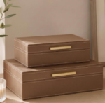 Decorative Storage Boxes With Lids, Pu Leather 2-Piece Set