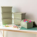 Lidded Storage Bins, Sage Green 6-Piece Set - Image 2