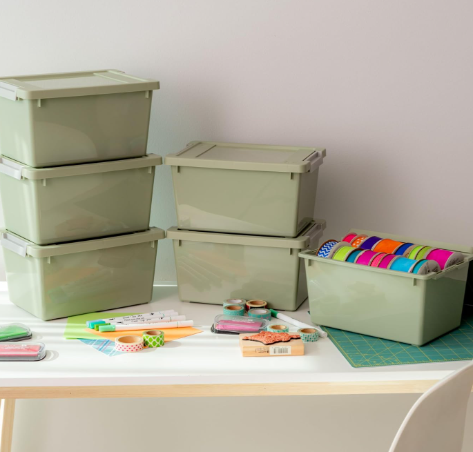 5-1.png Lidded Storage Bins, Sage Green 6-Piece Set - Image 1