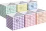 Colorful Plaid Storage Bin, 6-Piece Set With Handles