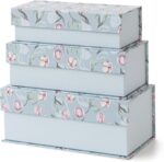 Decorative Storage Bin With Lid, Classic Spring 3-Piece Set