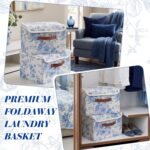 Blue Floral Storage Bin With Lid, 2-Piece Organizer Set - Image 2
