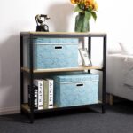 Large Collapsible Fabric Storage Bin With Lid, Blue (3-Piece Set) - Image 2