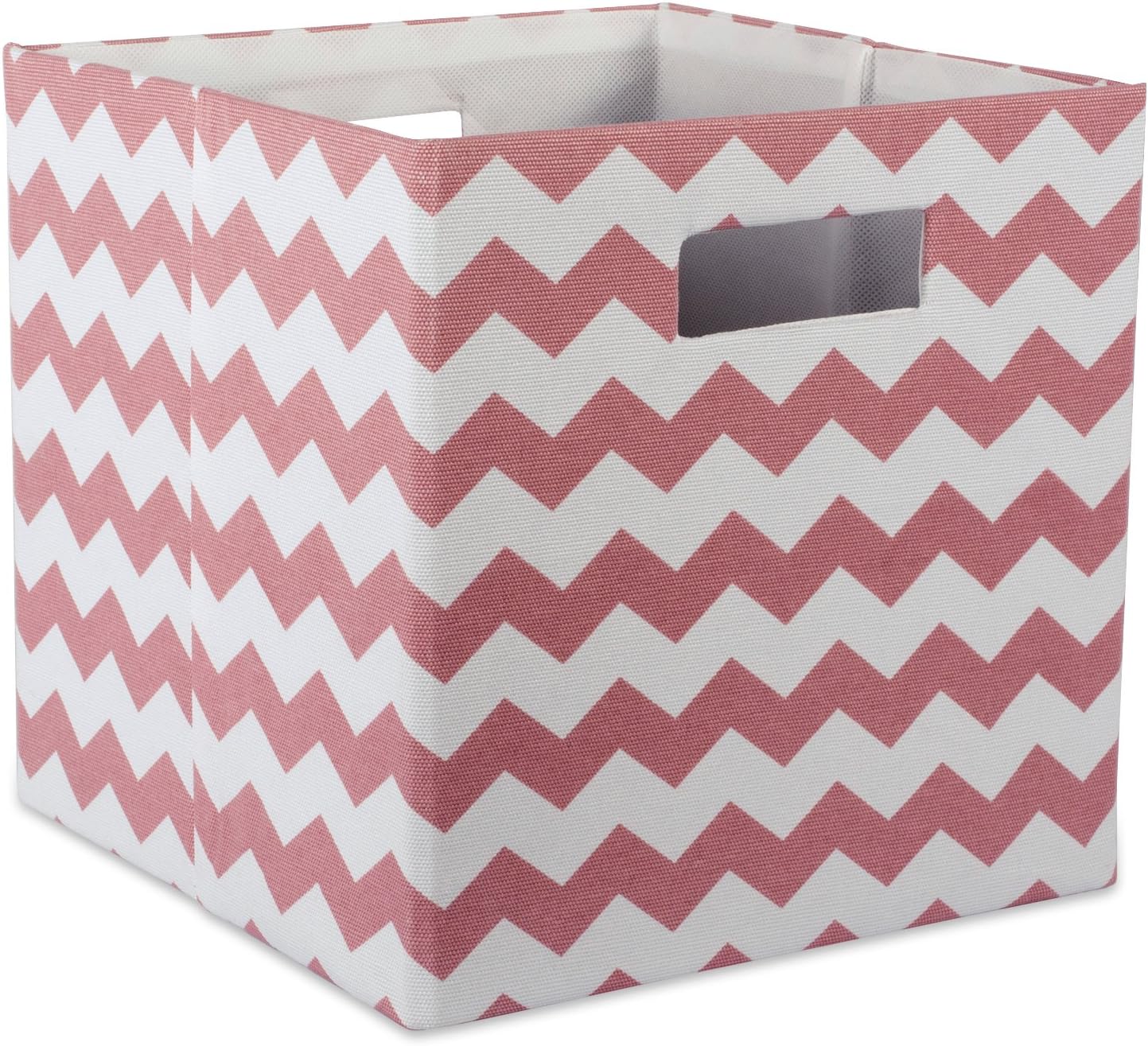81Pxfn2YUmL._AC_SL1500_.jpg Collapsible Polyester Storage Bin, Pink Herringbone Pattern - Image 1