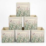 Wildflower Pattern Storage Bin, Floral Design With Handles (6-Pack)