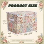 Vintage Floral Storage Bin With Lid, Farmhouse-Style Basket - Image 2
